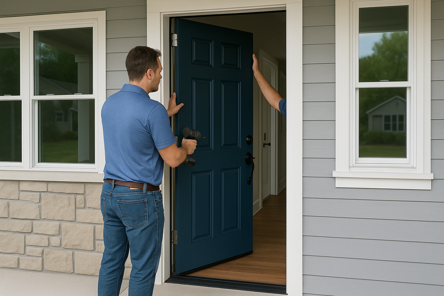 floor-installation-tools-light-hammer-tape-measure-prep-for-repair