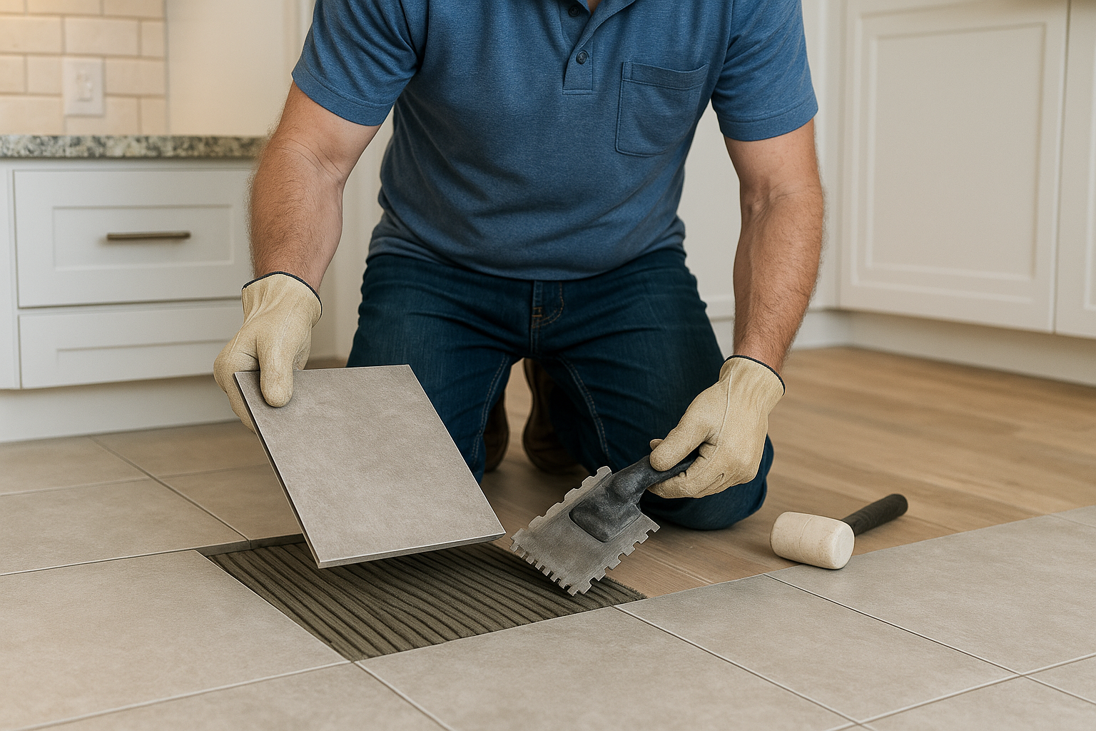 Tile Flooring Expertise gloved-hands-working-on-electrical-wire-handyman-electrical-repair
