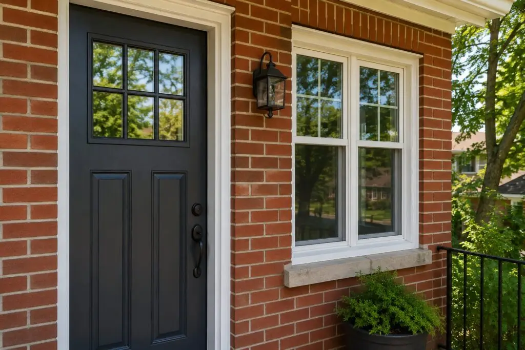 A newly installed exterior door and window with fresh weatherstripping on a Cincinnati home - Fix It-Cincy - Fix It-Cincy A newly installed exterior door and window with fresh weatherstripping on a Cincinnati home