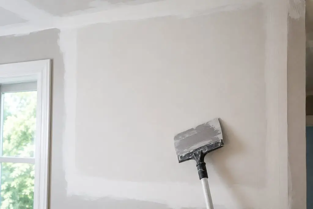 A patched and sanded section of smooth drywall ready for primer and paint - Fix It-Cincy - Fix It-Cincy A patched and sanded section of smooth drywall ready for primer and paint