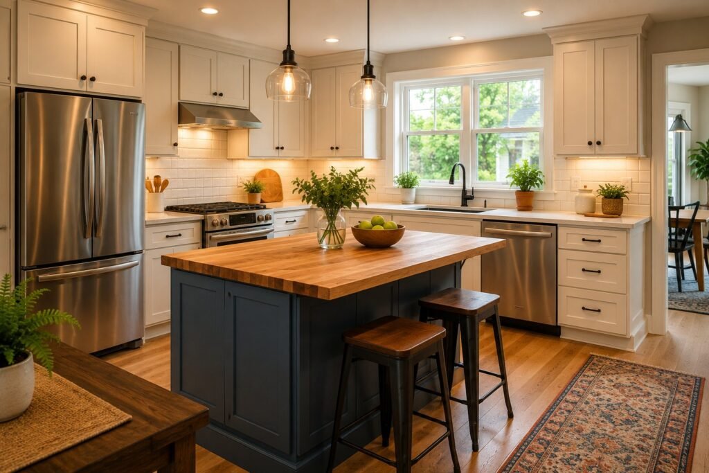 An updated kitchen with refreshed cabinets and a center island - Fix It-Cincy - Fix It-Cincy An updated kitchen with refreshed cabinets and a center island