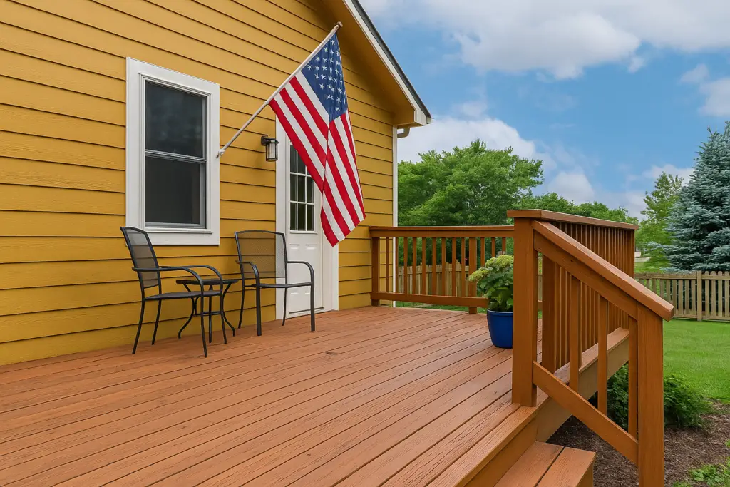 Freshly stained deck - Fix It-Cincy Freshly stained backyard wood deck on a Cincinnati home